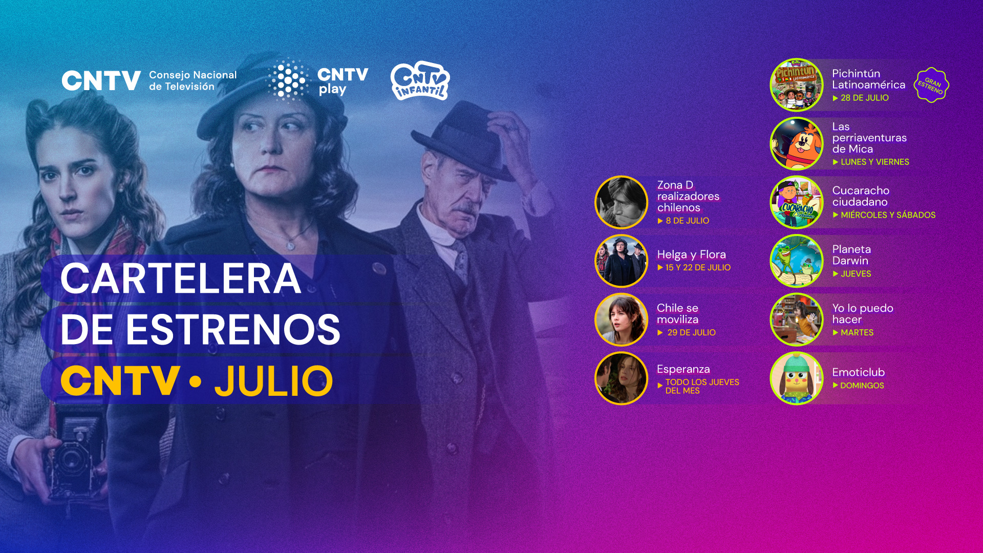 CNTV Play y CNTV Infantil: Disfruta los estrenos que tiene CNTV para julio