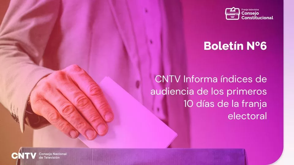 Sexto boletín franja electoral: CNTV Informa índices de audiencia de los primeros 10 días de la franja electoral